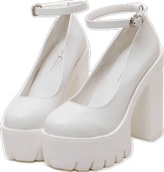 chunky Sandals white boogzel apparel Heels Platform Pumps, Goth Shoes, Heels Summer, Rough Heels, Dr Shoes, Closed Toe Heels, Color Shoes, White High Heels, Heels Platform