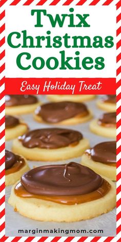 christmas cookies with chocolate frosting on top and the words twix christmas cookies