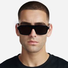 Embrace sophistication with the Dude Sunglasses. Handcrafted from pure black acetate, they radiate timeless elegance. The dark lenses add an air of mystery. We know you will appreciate the iconic GC Logo engraved signature, reflecting your discerning taste. MATERIAL Pure black acetate frame with black metal detailing UV 100% UVA/UVB Protection WEIGHT 41 g SIZE 52 □ 20 - 145 INCLUDED IN THE BOX Lens cleaning cloth, soft leather case Black Acetate Sunglasses With Uv Protection, Casual Black Acetate Sunglasses, Black Anti-reflective Acetate Sunglasses, Modern Black Sunglasses With Gradient Lenses, Black Sunglasses With Uva Protection And Square Frame, Sleek Black Shield Sunglasses With Square Frame, Modern Shield Sunglasses, Sleek Black Square Frame Shield Sunglasses, Black Acetate Wayfarer Sunglasses