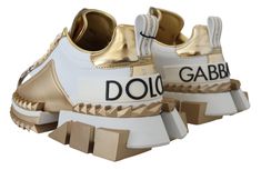 White And Gold Sneakers, Italy Logo, African Lace Dresses, Gold Sneakers, Dolce E Gabbana, Lace Dresses, Leather Shoes Woman, Sporty Chic, Pierre Cardin