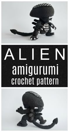 an image of the alien amigurmi crochet pattern with text overlay