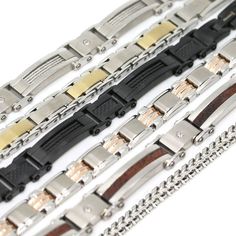 Step up your style with this exquisite 10mm steel bracelet. Crafted with ion-plated stainless steel for a classic and modern look that can be worn daily or to special occasions. The fancy cable design adds an elegant finish to any outfit. Make heads turn and add an extra spark of confidence with this timeless piece of Franco Bracelet, Mens Link Bracelet, Mens Bracelet Set, Stainless Steel Bracelet Men, Cable Pattern, Gold Link Bracelet, Gold Link, Men's Bracelet, Black Stainless Steel