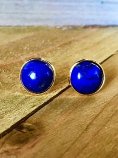 Excited to share this item from my #etsy shop: Lapis Lazuli Gemstone Studs, Gold Plated, USA, 12mm, Large Earring Posts, Natural Stone, Semi-Precious, Dark Blue, Lapiz, Lapis Earrings #lapislazuli #blue #circle #stone #pushback #bohohippie #earlobe #gold #earringposts #studs #handmade #lapis #gemstone #large #12mm #round #usa #royalblue Lapis Earrings, Studs Gold, Lapis Lazuli Gemstone, Earring Trends, Blue Circle, Earring Display, Earring Posts, Gemstone Studs, Black Earrings