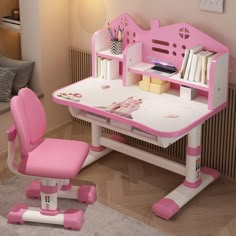 a child's desk and chair in a room