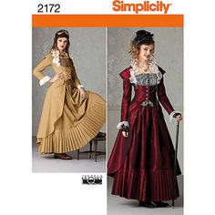 <3 the pleats! Simplicity Pattern Misses' Victorian Era Steampunk Costumes, (6, 8, 10, 12) Simplicity Costume Patterns, Historical Dress Patterns, Cosplay Sewing Patterns, Victorian Dress Pattern, Alaska Day, Mary Poppins Musical, Sewing Crafts Ideas, Halloween Costume Patterns, Steampunk Mode