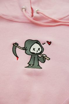 ✰Embroidered✰UNISEX✰Hand drawn and designed✰50% cotton, 50% polyester✰Super soft and comfy!✰Model is 5'5 and wearing Size L in an Pink Hoodie