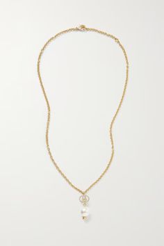 Gucci's necklace is an instantly recognizable piece, thanks to the interlocking 'GG' pendant strung on the gold chain. It's encrusted with crystals and anchored by a lustrous faux pearl and polished spike. Luxury Style, Fashion Runway, Net A Porter, Moda Operandi, Jewellery And Watches, Crystal Necklace, Gold Chain, Gold Chains, Faux Pearl