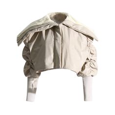 image_6 Beige Nylon Outerwear With Padded Collar, Winter Cropped Jacket With Padded Collar For Work, Beige Nylon Winter Outerwear, Winter Beige Nylon Outerwear, Beige Nylon Outerwear For Fall, Winter Outerwear With Padded Collar For Cold Weather, Khaki Nylon Winter Outerwear, Cream Hooded Nylon Outerwear, Cream Nylon Hooded Outerwear