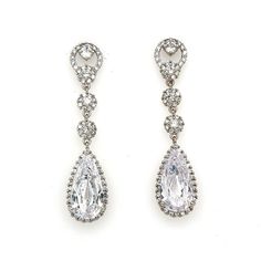 bridal dangle earrings with teardrop cut cubic zirconia and circular stone detailing Palm Springs Homes, Custom Signature, Teardrop Dangle Earrings, Floral Elements, Luxury Bridal, Wedding Look, Bridal Headpieces, Wedding Looks, Palm Springs