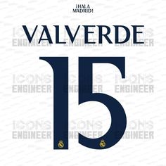 the number fifteen is displayed in blue and white, with gold lettering on it's side