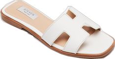 Sandal Design, White Leather Sandals, Steve Madden Store, Leather Sandals Women, 5 Inch Heels, Designer Sandals, Flat Sandals, White Leather, Designing Women