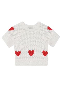 Top from Stella McCartney KidsComposition: 100% Cotton Playful Knitted Tops For Spring, Playful White Knit Sweater, Playful Knitted Cotton Tops, Playful White Knitted Top, White Playful Knit Top, White Knit Playful Tops, Playful White Knit Top, Kenzo Kids, Knitting For Kids