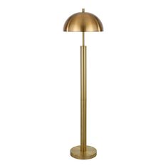 a brass colored floor lamp on a white background