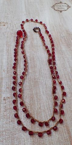 Red Crochet Bracelet , Ruby Red Crochet  Necklace, 6 Wrap Crocheted Bracelet , Boho Chic Statement  NecklaceOne  of my favourite pieces : Pomegranate Necklace / Bracelet An amazing Boho Chic ruby red  Crocheted Necklace !So beautiful , so sparkling  and so airy ....Features ruby red Czech crystal beads 6mm , nylon cord and  a large , ruby red  Czech crystal bead  for closure When I first saw these beads I remembered of pomegranate , I think you can see it at the result of this unique necklace / Festive Red Multi-strand Jewelry, Red Beaded Lariat Jewelry, Red Faceted Beads Jewelry For Crafting, Red Bohemian Wire Wrapped Jewelry, Bohemian Red Wire Wrapped Jewelry, Adjustable Wire Wrapped Red Jewelry, Adjustable Red Wire Wrapped Jewelry, Adjustable Red Wire-wrapped Jewelry, Red Beaded Chain Jewelry For Festival