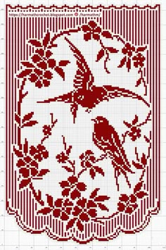 a cross stitch pattern with birds and flowers