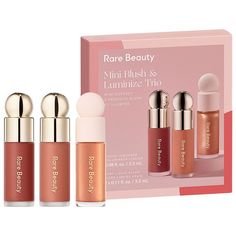 What it is: A gift-worthy set of glow essentials with minis of bestselling Soft Pinch Liquid Blush and Positive Light Liquid Luminizer in new and fan-fave shades.Ingredient Callouts: Free of parabens, formaldehydes, formaldehyde-releasing agents, phthalates, mineral oil, retinyl palmitate, oxybenzone, coal tar, hydroquinone, sulfates SLS & SLES, triclocarban, triclosan, and contains less than one percent synthetic fragrance. These products are also cruelty-free.What Else You Need to Know: This s Rare Beauty Mini, Trucco Glam, Positive Light Liquid Luminizer, Perfume Clean, Liquid Luminizer, Soft Pinch Liquid Blush, College Girl Gifts, Makeup Gift Sets, Liquid Blush