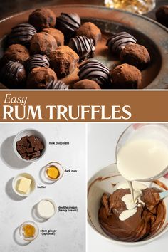 Rum and ginger truffles on a metal plate with a dark and stormy cocktail in the background Rum Truffles Recipe, Dessert Truffle Recipes, Boozy Christmas Desserts, Boozy Desserts Christmas, Alcohol Truffles Recipe, Boozy Truffles Recipe, Edible Christmas Gifts Homemade