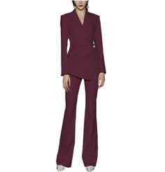 20% wool / 80% polyester. Flat. Include Blazer + Pants. Peak Lapel. Center Vent. Single Buttons. Real pocket. Full lined. Machine wash / Hand wash. Color or size customization please note in the order Burgundy Suit Women, Womens Suit Vest, Burgundy Blazer, Blazer Suit Women, Burgundy Suit, Lapel Blazer, Suit Women, Peak Lapel, Formal Outfits