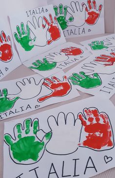 several handprints with different colors on them