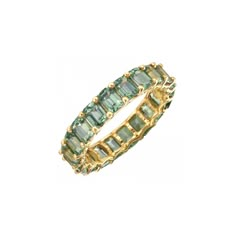 Gorgeous Green Sapphire Emerald Cut Eternity Band, set in 14K gold. These rings are substantial on their own or for extra wow factor stack with other colors! Green Sapphires symbolize a sense of calmness and tranquility. It is thought that those who wear green sapphires are manifesting peace, love and thoughtfulness. Sapphire is the birthstone of September. Measurements Green Sapphire Stone Dimensions: 3X4 mm Please have your finger sized professionally by your local jeweler prior to placing you Manifesting Peace, Emerald Cut Band, Emerald Cut Eternity Band, Eternity Band Set, Texture Jewelry, Emerald Eternity Band, Sapphire Eternity Band, Sapphire Eternity Ring, Green Sapphire Ring