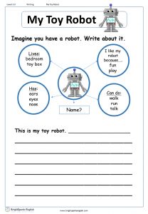 a robot worksheet with the words,'my toy robot'on it