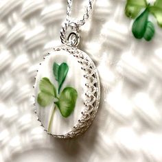 Celtic Necklace Irish Belleek Broken China Jewelry 20th | Etsy Vintage May Birthstone Necklace Gift, White May Birthstone Jewelry As Gift, Handmade May Birthstone Necklace For Gift, White Necklace For May Birthstone Gift, Elegant Hand Painted Necklaces As Gift, Elegant Hand Painted Necklaces For Gifts, Elegant Hand Painted Necklace For Gift, Green Handmade Necklace For Keepsake, Handmade White Jewelry For Gifts