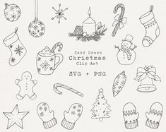 hand drawn christmas clipart set