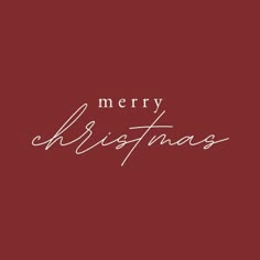 the words merry christmas written in white on a red background