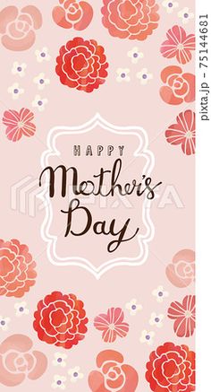 mother's day card with flowers on pink background