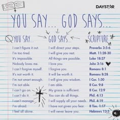 a note with the words you say god says