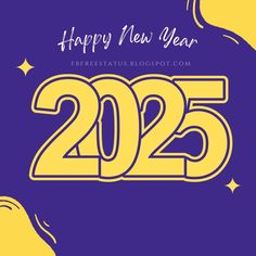 a purple and yellow happy new year card with the number 205 in gold on it