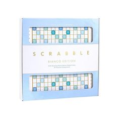 the scrabble game in its box