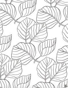 a black and white drawing of leaves