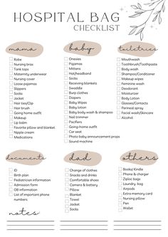 the printable hospital bag checklist