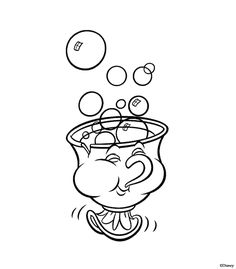 a cartoon character blowing bubbles out of a pot