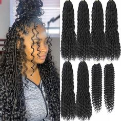 PRICES MAY VARY. 1.Hair Material: 22 Inch New Goddess Locs Crochet Hair.Made with 100% High Quality Low Temperature Hot Water Setting Synthetic Fiber. 2.Package Included: 8 Packs Bohemia Goddess Locs Crochet Hair 18inch.(6pack Goddess Locs Crochet Hair+2pack Curly Hair)/package,Came With 1 Free Crochet Needle + 10 Hair Beads as Gift.8 Packs/Set,Total 600g/package 3.Colors & Weight:4 Colors are Avaliable-1B#,T1B/27#,T1B/30#,T1B/BUG#,Crochet Goddess Boho Locs Wavy Crochet Hair 22 inch 4.Hair Exten Bohemian Crochet Hair, Crochet Curly Hair, Boho Faux Locs, Best Crochet Hair, Wavy Crochet, Goddess Locs Crochet, Boho Locs, Curly Crochet Hair Styles, Locs Crochet