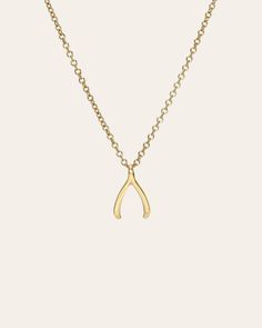 14k Gold Mini Wishbone Necklace - Zoe Lev Jewelry Jewellery Design Ideas, Wishbone Necklace, Gold Letter Necklace, Small Gold Hoops, Mini Hoop Earrings, Everyday Necklace, Look Good Feel Good, Pretty Rings, Necklace Sizes