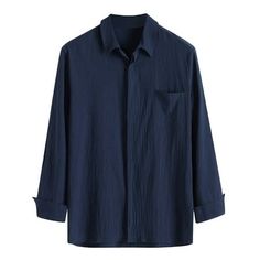 Fesfesfes Long Sleeve Shirt for Men Turndown Cardigan Solid Long Sleeve Buttoned Pocket Cotton And Linen Shirt Sale Clearance Size: 8（L）.  Color: Blue.  Gender: male.  Age Group: adult. Button Up Outfit Men, Blue Button Up Outfit, Plaid Shirts For Women, Button Up Outfit, Mens Shirts Casual, Long Sleeve Shirts For Men, Tops 2022, White Hawaiian Shirt, Button Up Shirt Men