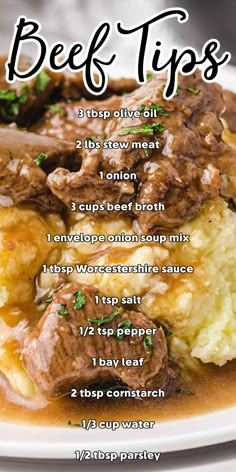 beef tips and gravy over mashed potatoes Beef Tips Recipe, Beef Tip, Stew Crockpot, Stew Beef, Stew Meat Recipes, Beef Tips, Stew Meat