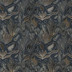 an image of a blue and brown wallpaper with flowers