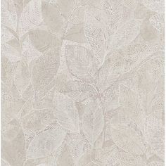 an upholstered wallpaper with white and beige flowers on the side, in shades of