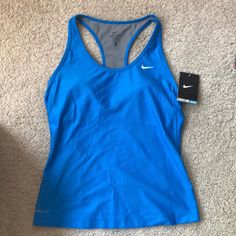 Nwt, Blue, Dry Fit Tank. Fitted Blue Nike Tops, Nike Blue Athleisure Tops, Nike Blue Tops For Spring, Blue Stretch Nike Tops, Nike Blue Sleeveless Tank Top, Blue Workout Tops For Spring, Spring Blue Workout Tops, Blue Nike Top For Workout, Blue Nike Workout Top