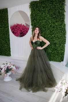 Puffy Green Dress With Tullegreen Evening Dress Luxurious Dress Corset Dress, Shiny Top off Shoulder Corset Dress for a Photo Shootolive, - Etsy