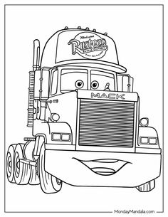 the truck from disney pixas coloring pages for kids to color and print on