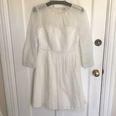 Beautiful J. Crew Dress. Sample. Never Worn And I’m Brand New Condition. 3/4 Sheer Sleeves. Side Zip. Fits Like Street Size 6. Summer Wedding Dresses With 3/4 Sleeves, Chic 3/4 Sleeve Wedding Dress, Chic Wedding Dress With 3/4 Sleeves, Formal Spring Mini Dress With 3/4 Sleeves, Spring Cocktail Midi Dress With 3/4 Sleeves, Cream Fitted Dress With 3/4 Sleeves, White 3/4 Sleeve Evening Dress, Elegant White Dress With 3/4 Sleeves, White Midi Dress With 3/4 Sleeves For Brunch