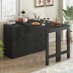 Take a look at this fantastic 2-in-1 multi-functional sideboard that beautifully blends style and practicality! It’s not just a lovely sideboard; it easily transforms into a dining table, making it perfect for all your needs in the kitchen, dining room, or living room. With its convenient adjustable pull-out top, you can create extra space effortlessly, so you’re always ready for a cozy gathering with friends and family at home. Enjoy the perfect mix of elegance and functionality! Tiny House Garage, Move Out Of State, Sofa Bed For Small Spaces, Modern Kitchen Storage, Kitchen Seating, Kitchen Sideboard, Entryway Console Table, Entryway Console, Kitchen Cabinet Organization