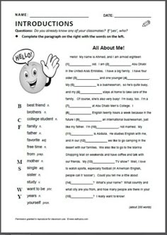 an english worksheet with the words hello and goodbye written in front of it