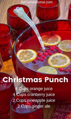 christmas punch recipe with lemons and cranberries