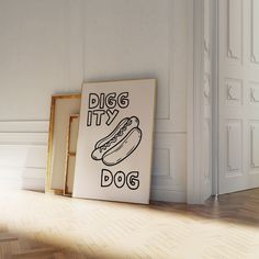 there is a sign that says digg ity and a hot dog