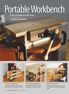 an advertisement for a workbench made out of wood and some other things in it